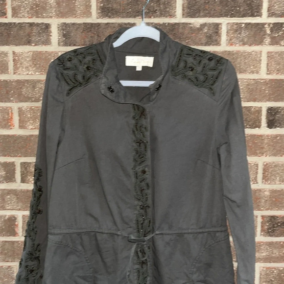 LOVE SAM Olive Green snap front jacket drawstring waist 100% cotton size medium - Picture 4 of 14